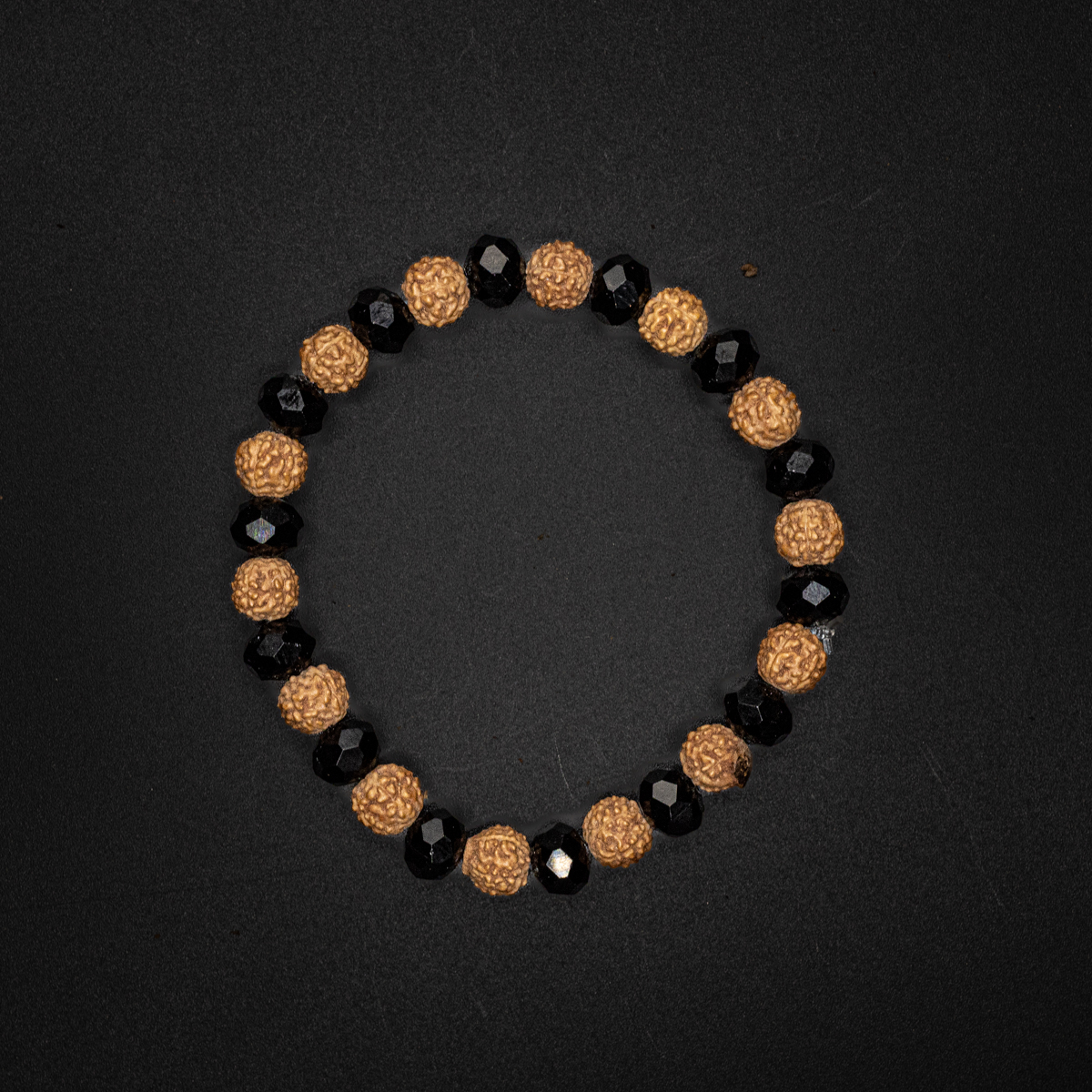 Rudraksha & Black Crystal Bracelet