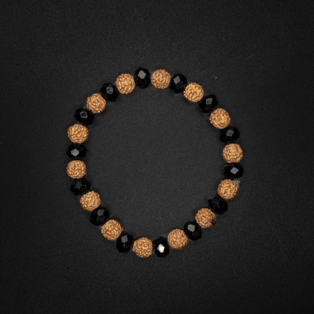 Rudraksha & Black Crystal Bracelet
